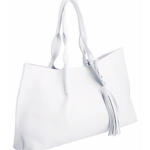 OLIVEVE ISABEL PEBBLE LEATHER TOTE - WHITE